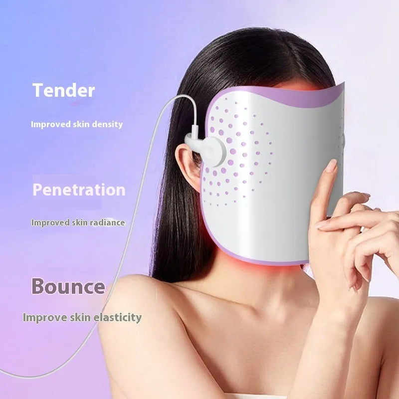 White and purple photon IPL beauty mask device for home facial light therapy.