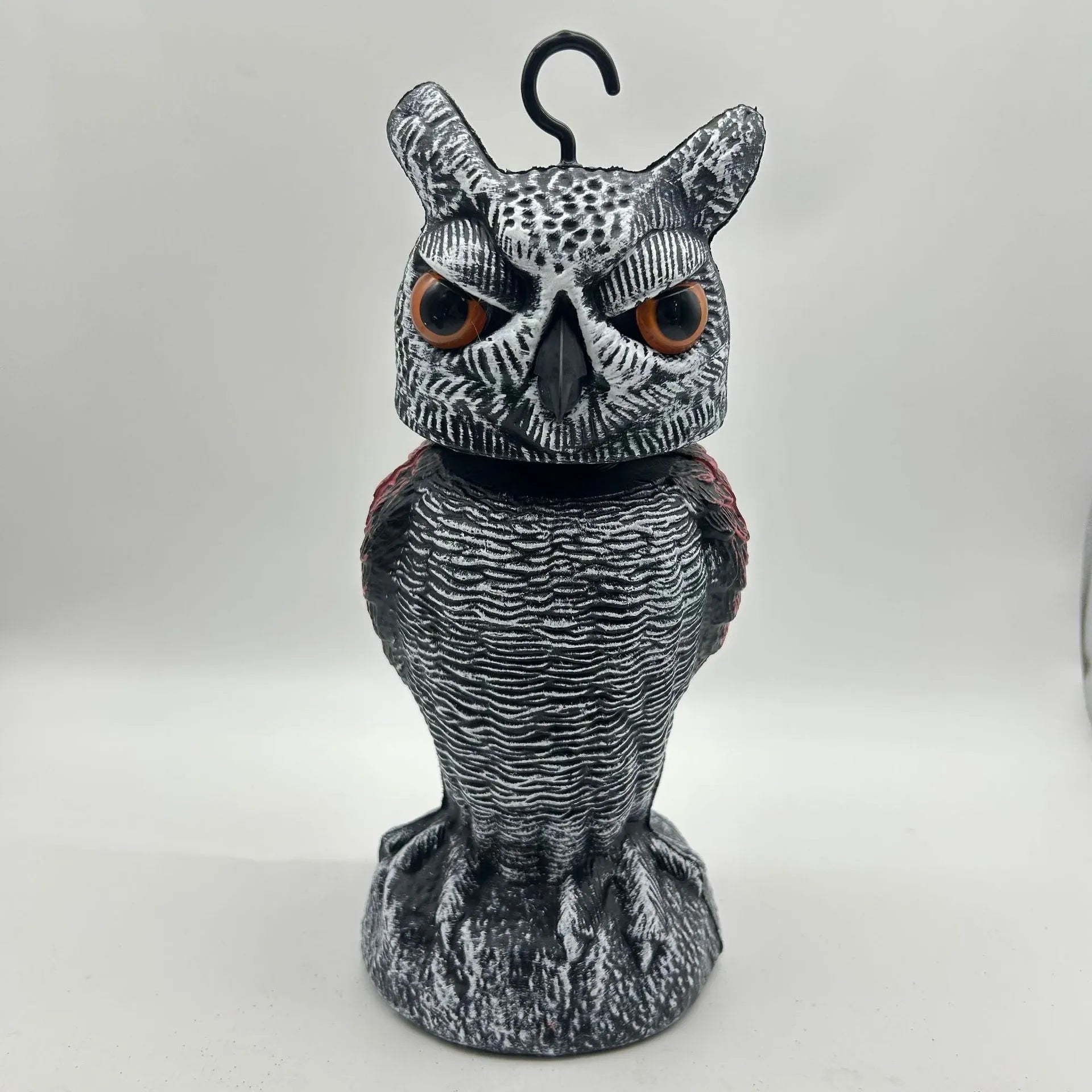 Artificial owl scarecrow bird deterrent ornament made from PE material with realistic casting details