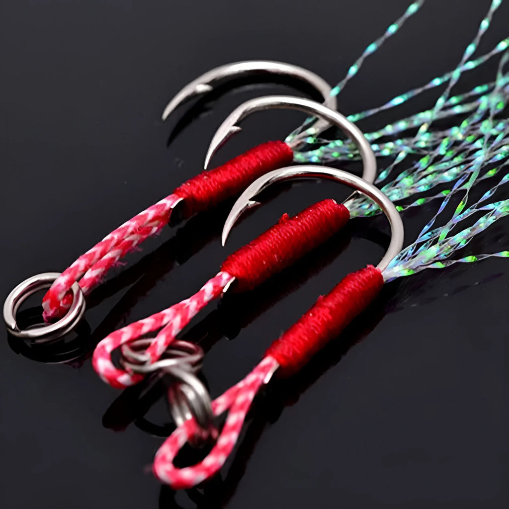 Bright wire iron plate single fishing hooks in sizes 9 through 14 for boat and sea fishing applications.