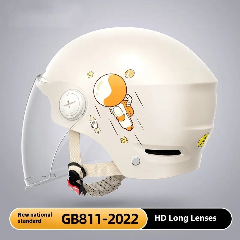 Khaki ABS half helmet for electric motorcycle with sun protection glasses