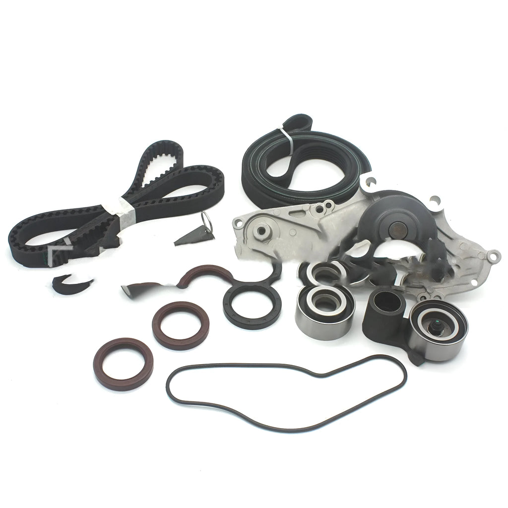 Metal automotive belt and water pump assembly measuring 28x18x16cm for cooling system repair