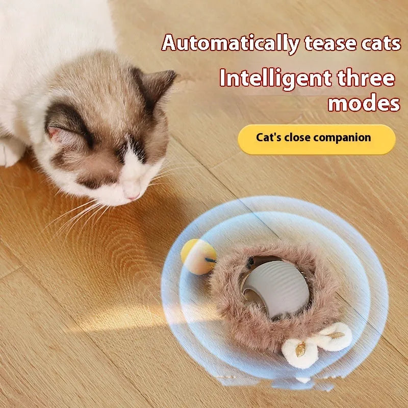 Silicone cat rolling ball toy in multiple colour options with optional rope attachment