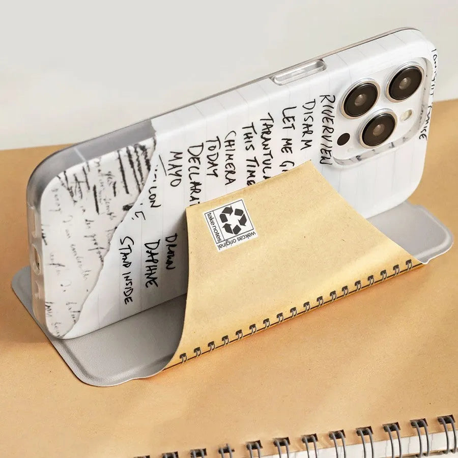 Minimalist flip stand iPhone case in kraft paper textured book case colour with TPU fall protection