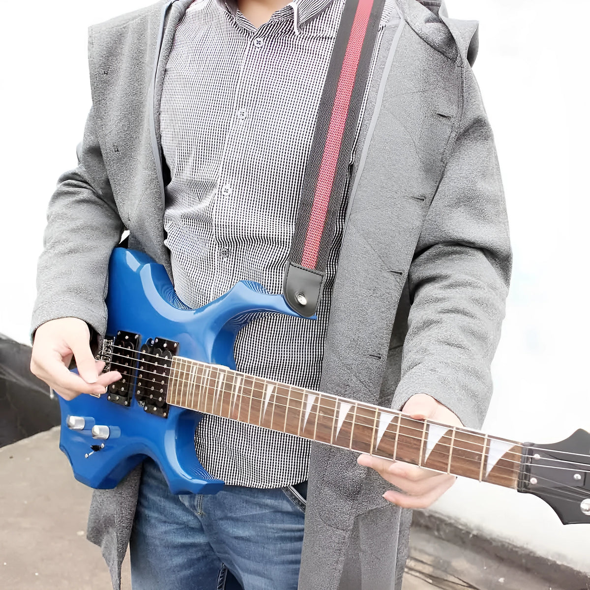Woven crossbody instrument strap for guitar, bass, and ukulele in multiple colour options.