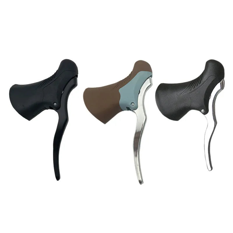 Aluminium road bicycle brake handles for 22.2mm and 23.8mm handlebars in black or black-silver