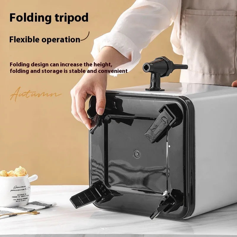 Silver 8L stainless steel milk tea bucket with square lock lid for commercial cold drink insulation