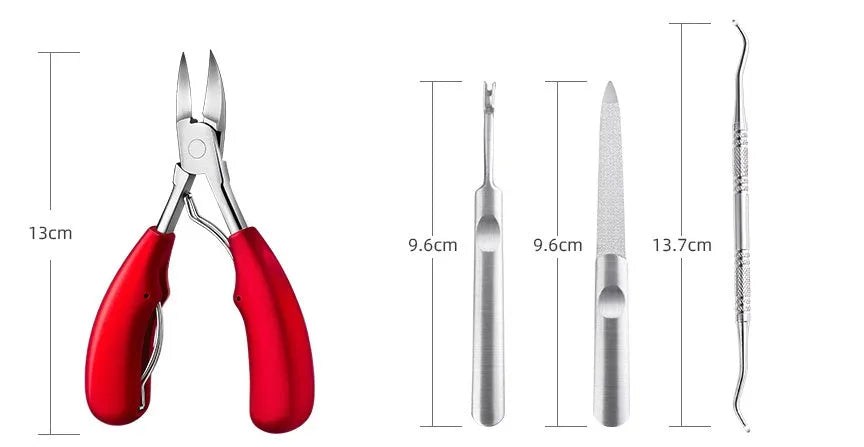 Stainless steel nail clippers and specialised scissors with ABS plastic handles in multiple colours