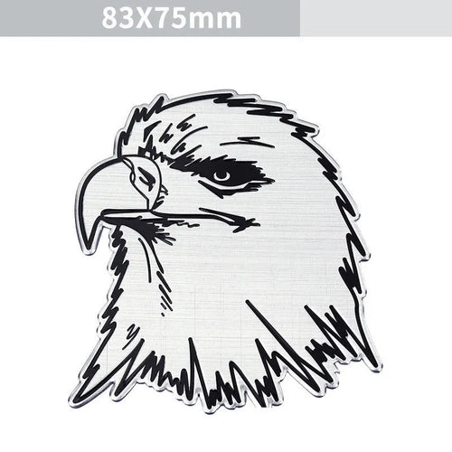 Aluminium car sticker showing metallic animal design options including circular and traditional patterns