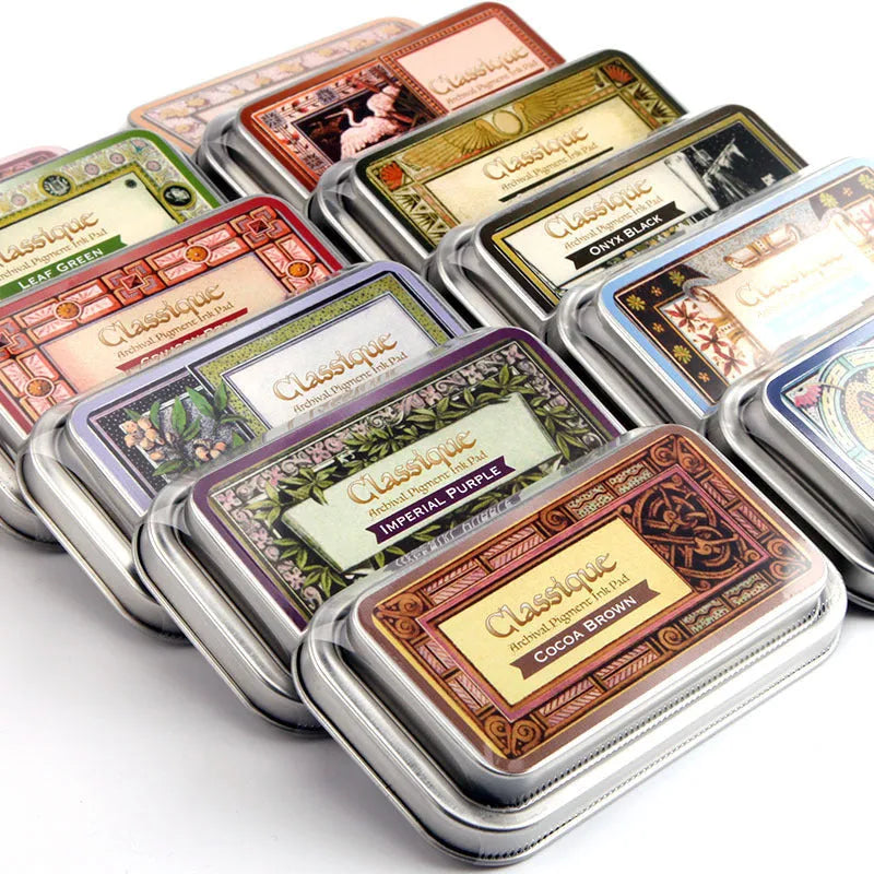 Rectangular oily ink pad for notebook rubber stamps in five colour options