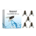 Five small, soft silicone fishing lures in insect shapes, each measuring 1.5cm, on a fly hook.