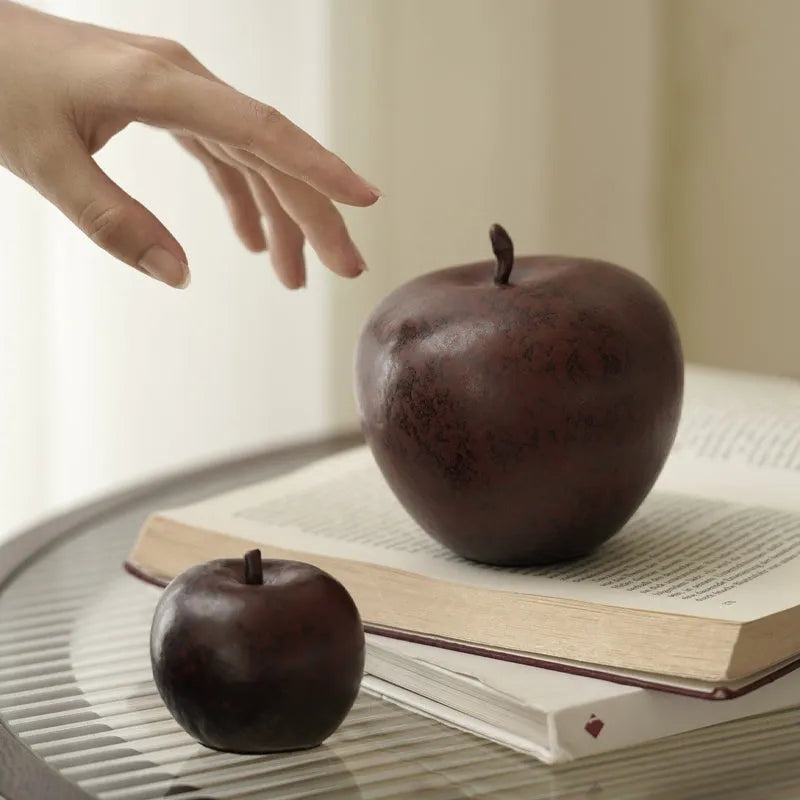 Retro style Chinese ceramic apple desktop ornament in large and small size options.