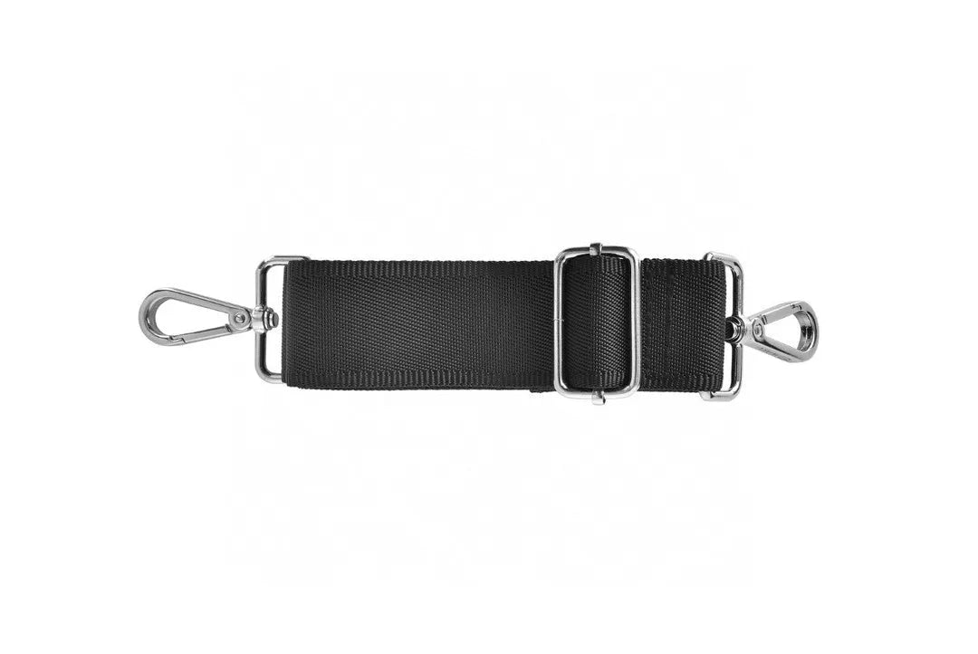 Black oxford cloth laptop handbag showing multi-pocket interior and separate padded computer compartment.