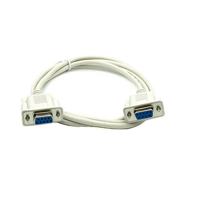 DB9 female to female RS232 serial port cable, 1.5 metres long in milky white.
