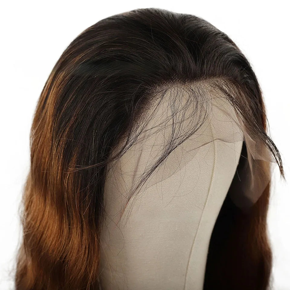 A Ruili style gradient wig made from real human hair on a mannequin head, showcasing the lace front construction.