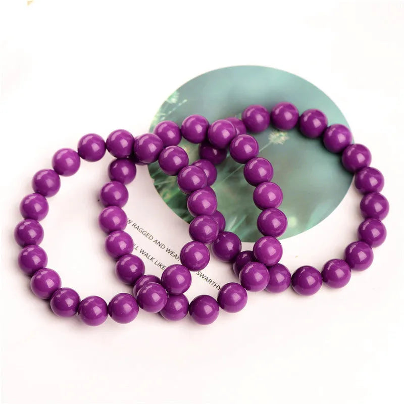 Jiuya 5A grade purple mica crystal bracelet with polished beads in single circle unisex design