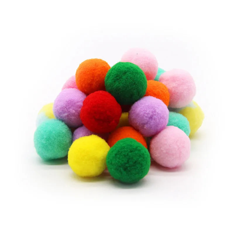 Plush ball launcher pet toy with 30cm shooting gun and multiple 3cm yarn balls
