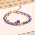 Women's amethyst crystal bracelet with diamond-cut beads in Chinese style design