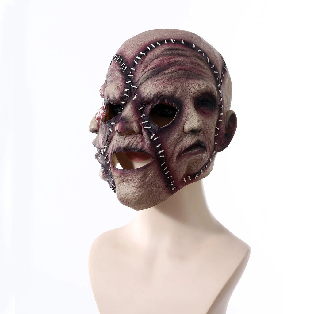 Three-sided grimace horror mask in natural latex for adult Halloween parties