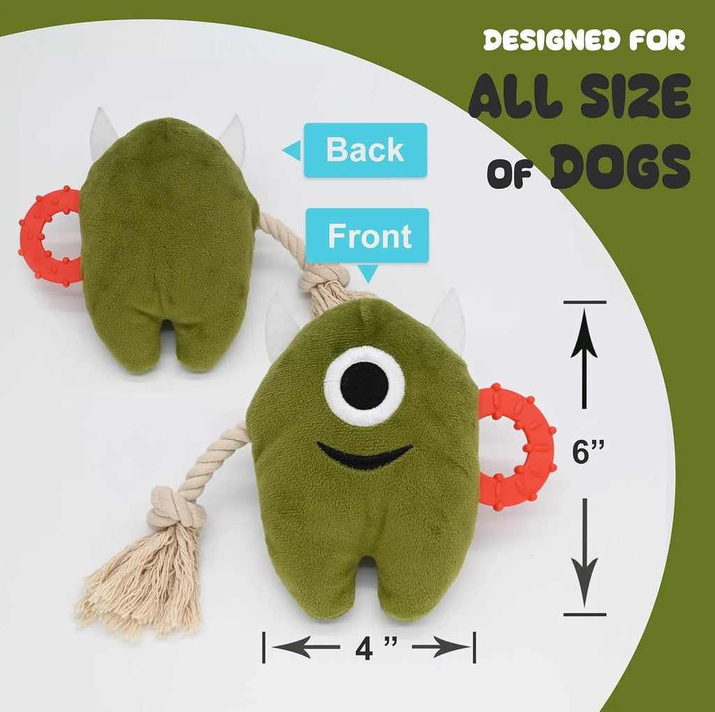 Large blue and green plush dog toys with cotton rope for aggressive chewers and puppies