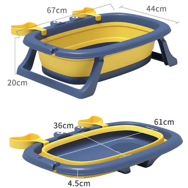 Foldable blue portable plastic pet tub for washing a small dog or cat