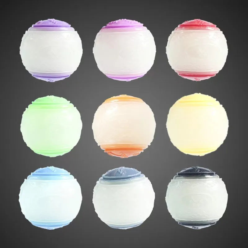 TPR rubber dog toy ball with squeaker in assorted colour combinations, 6.5cm diameter
