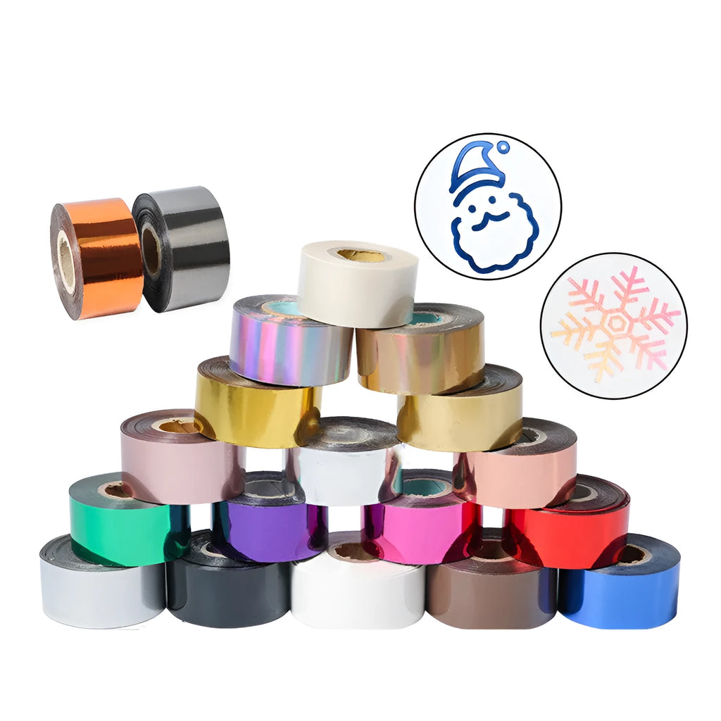 Roll of electrochemical aluminium hot foil stamping paper for leather and plastic branding.