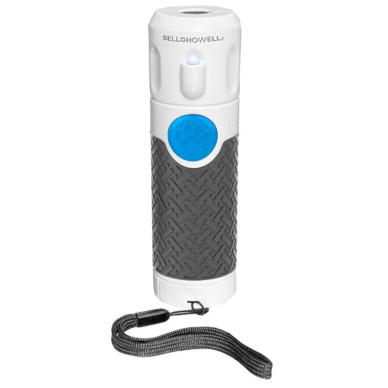 White ultrasonic handheld dog trainer for bark control with ABS plastic construction