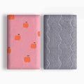 Double-sided cotton wool pet blanket with dinosaur and bear patterns in yellow, pink, grey, blue, and chestnut colours