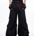Boys wide-leg summer trousers in refined Korean style with solid black colour and niche accumulation cut