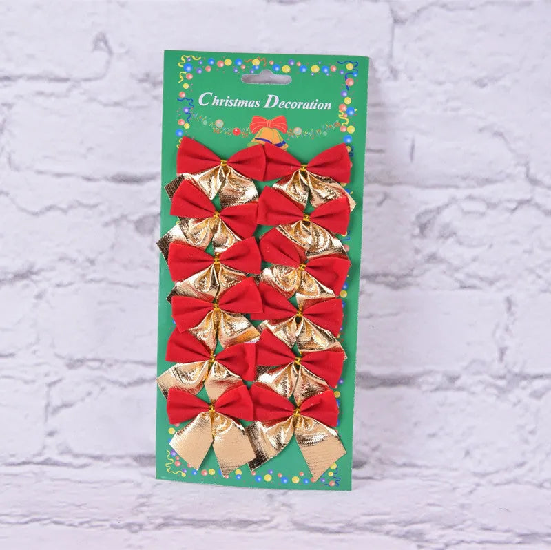 Christmas tree bow ornament in red gold silver colours measuring 5 cm