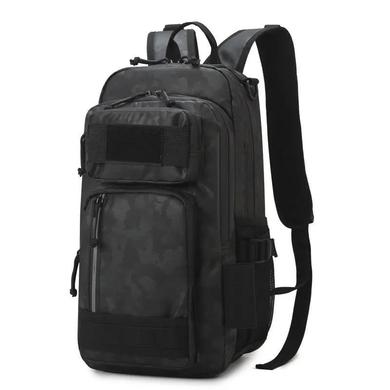 Outdoor backpack with 20-35L capacity in Derm material shown in orange colour