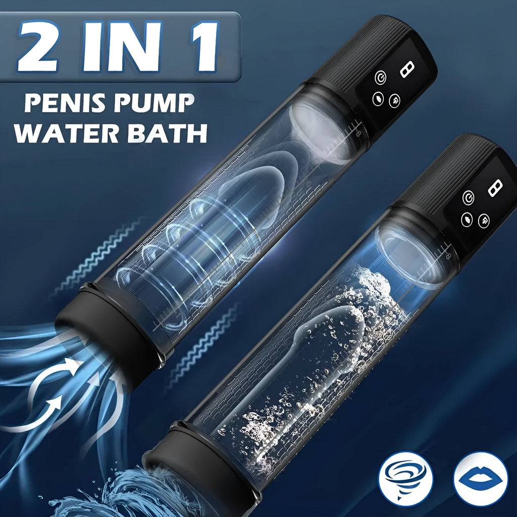 Male masturbator with electric pump for negative pressure stretching, made from ABS and TPE materials.