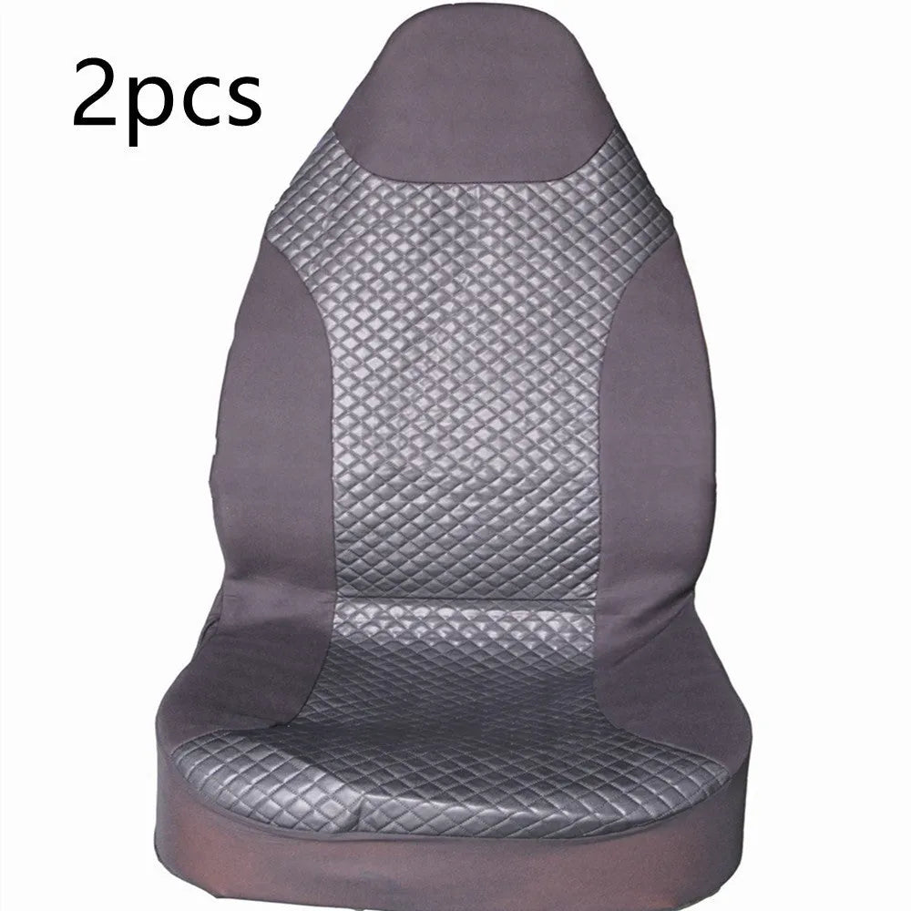 Black quilted PU and polyester automotive seat cover for general purpose car seats with plastic hooks