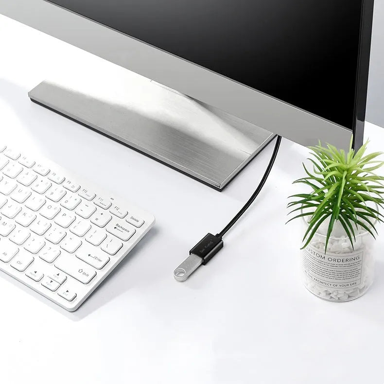 Black USB extension cable with male and female connectors showing length options for USB 3.0 and USB 2.0 devices