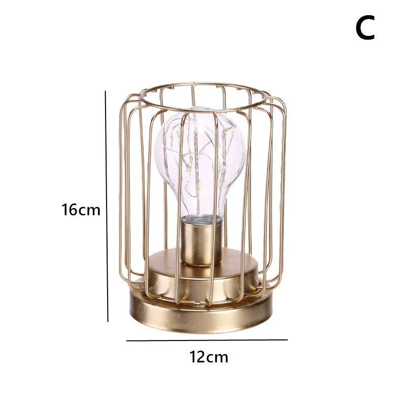 Iron geometric light bulb candle pendulum ornament with electroplated metallic finish