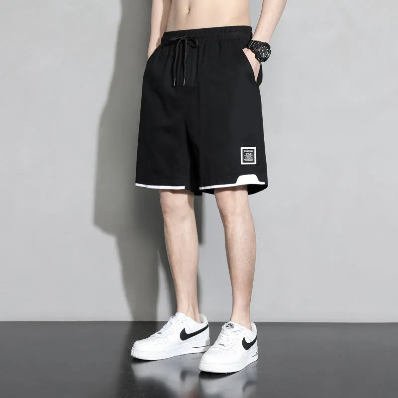 Cotton shorts for boys in plus sizes, shown in black, khaki, and white colours.