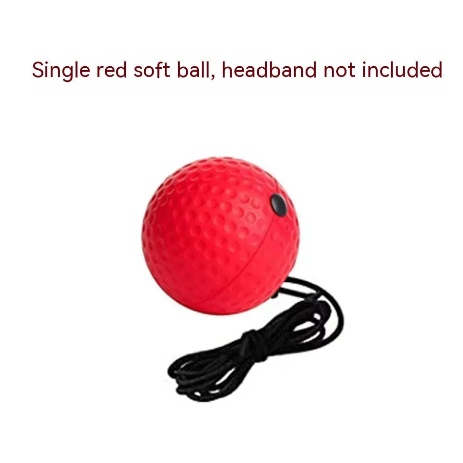 Head-mounted boxing reaction training ball set with adjustable headbands and multiple coloured balls