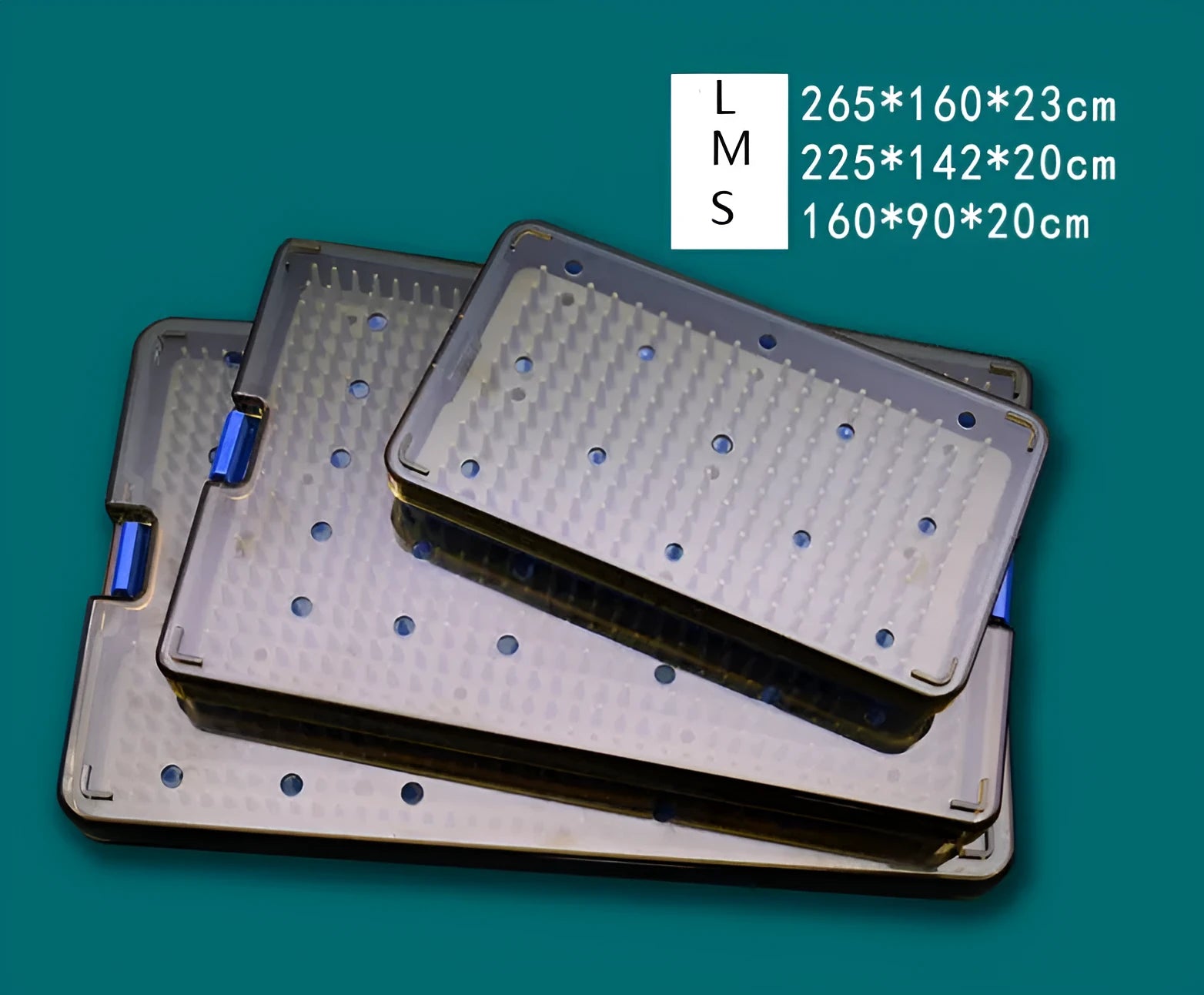 Silicone disinfection box for UV sterilisers in large, medium, and small sizes.