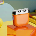 Three-head mini electric shaver in gun colour with rechargeable battery and magnetic heads