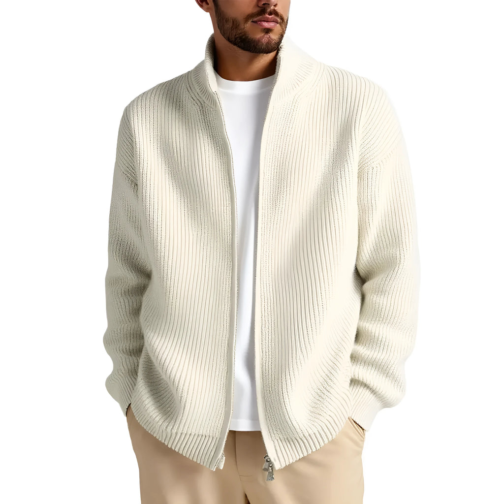 Men's loose cardigan sweater coat in chemical fibre blend, Asian sizing M to 3XL