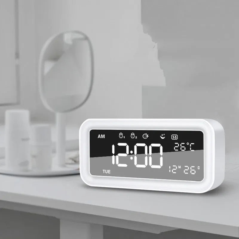 Rectangular blue LED atmosphere light alarm clock with digital display