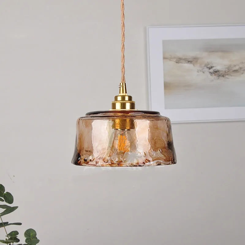 Nordic style brass and glass pendant chandelier with a large hole design