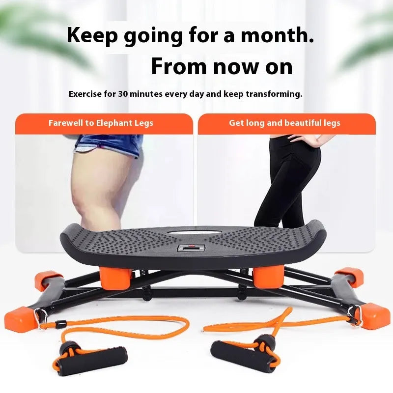 Black JS101A mini fitness skiing machine with elastic hand strap for home cardio.