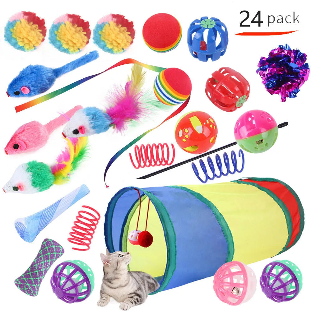 Plastic cat channel tunnel toy in various colours for indoor pet play