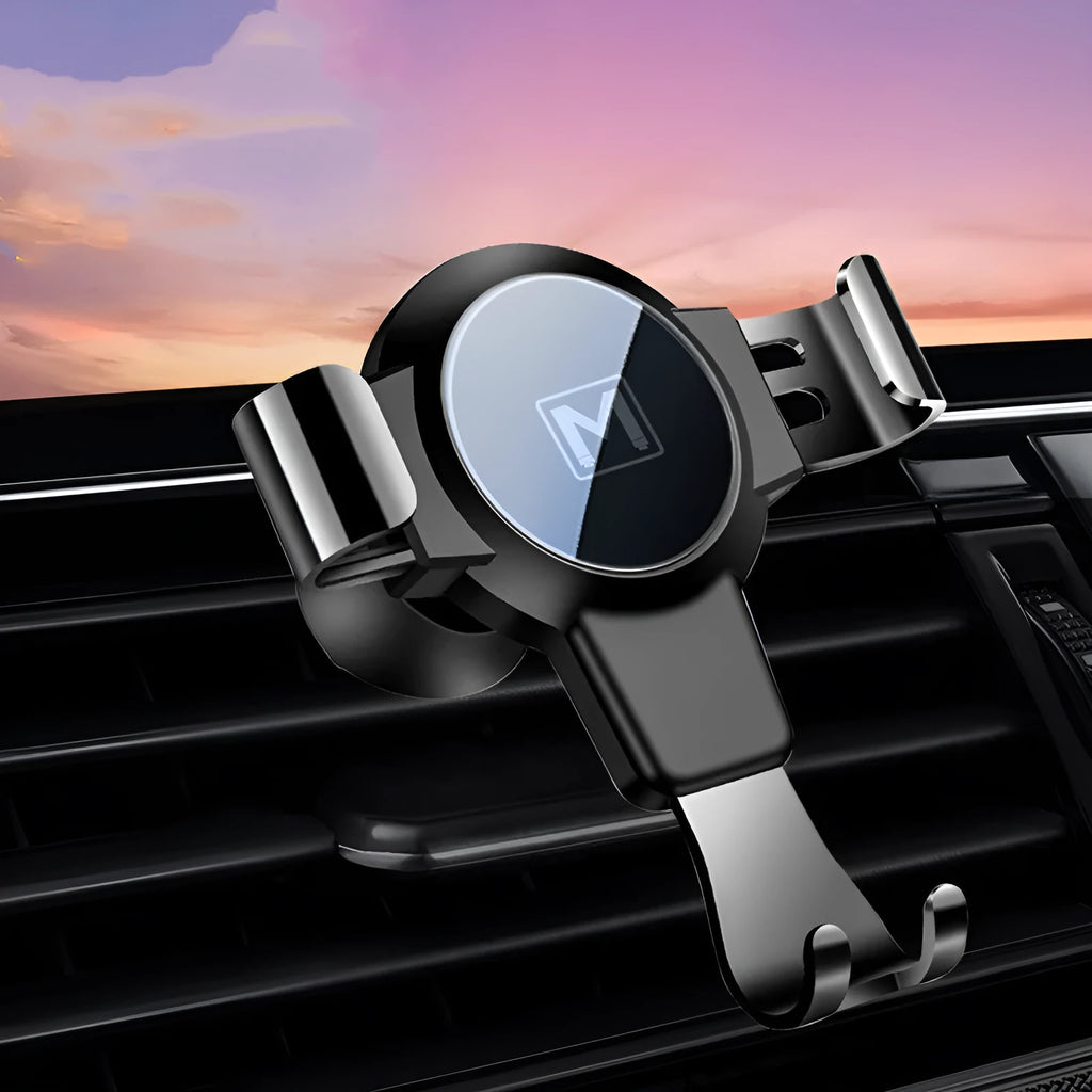 Black S4 ABS gravity mirror mobile phone bracket mounted on car air conditioning vent holding smartphone