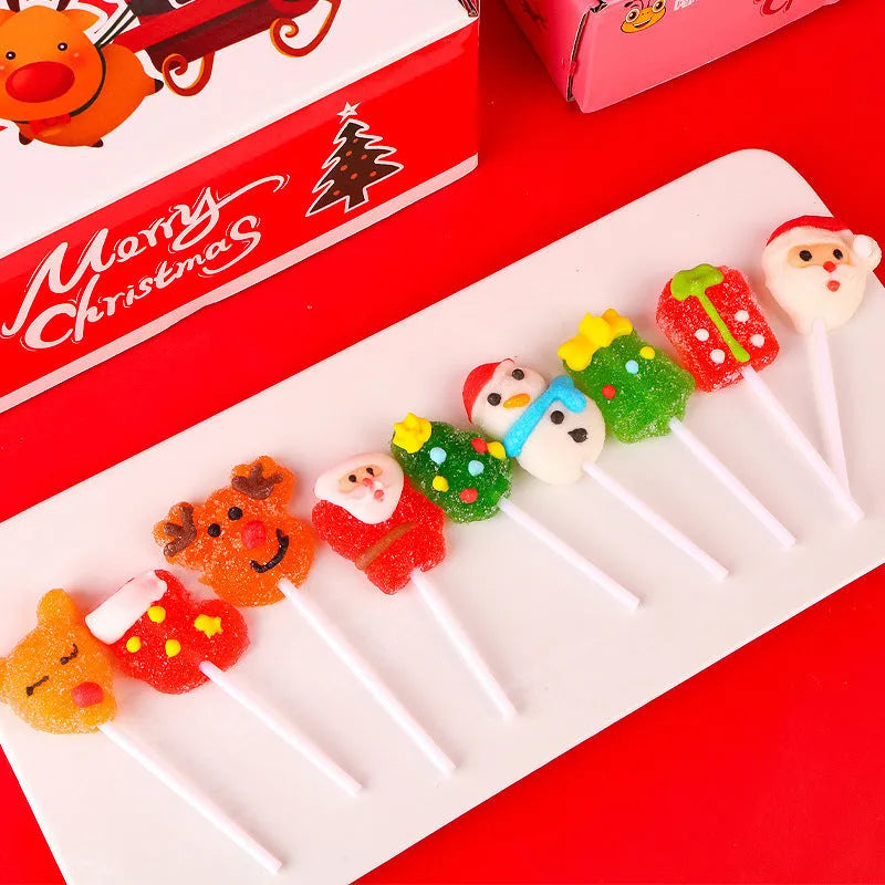 Christmas soft lollipop gift box with 18 or 30 stick candy pieces for festive sharing