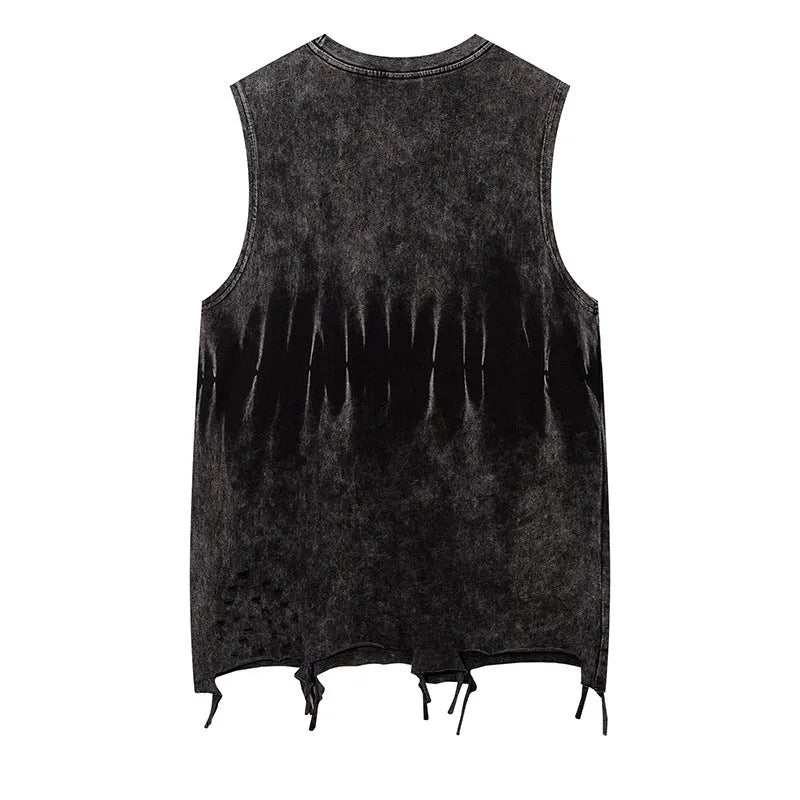 Men's loose hip hop sleeveless vest in cotton with dimensional patch pocket and straight hem, black or pink, S-XXL