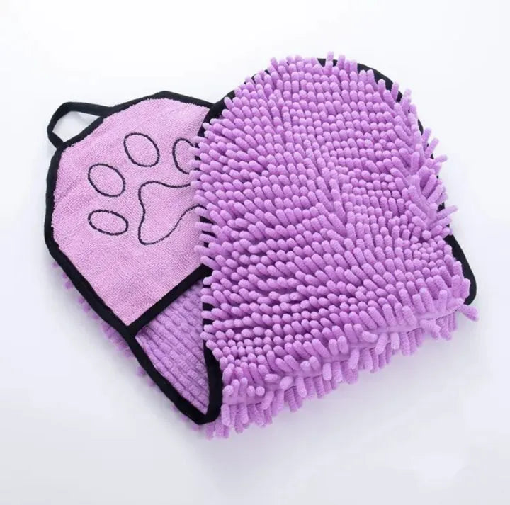 Thickened fiber dog bath robe towel in blue gray purple red measuring 62x23cm for quick drying pets