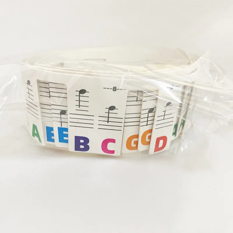 White cardboard piano stickers for 88-key keyboards in black notes or colour bar options