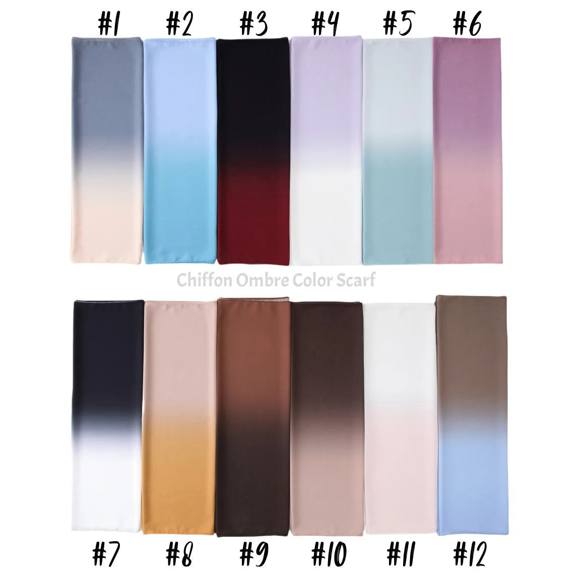 Long lightweight chiffon scarf for women in summer colours
